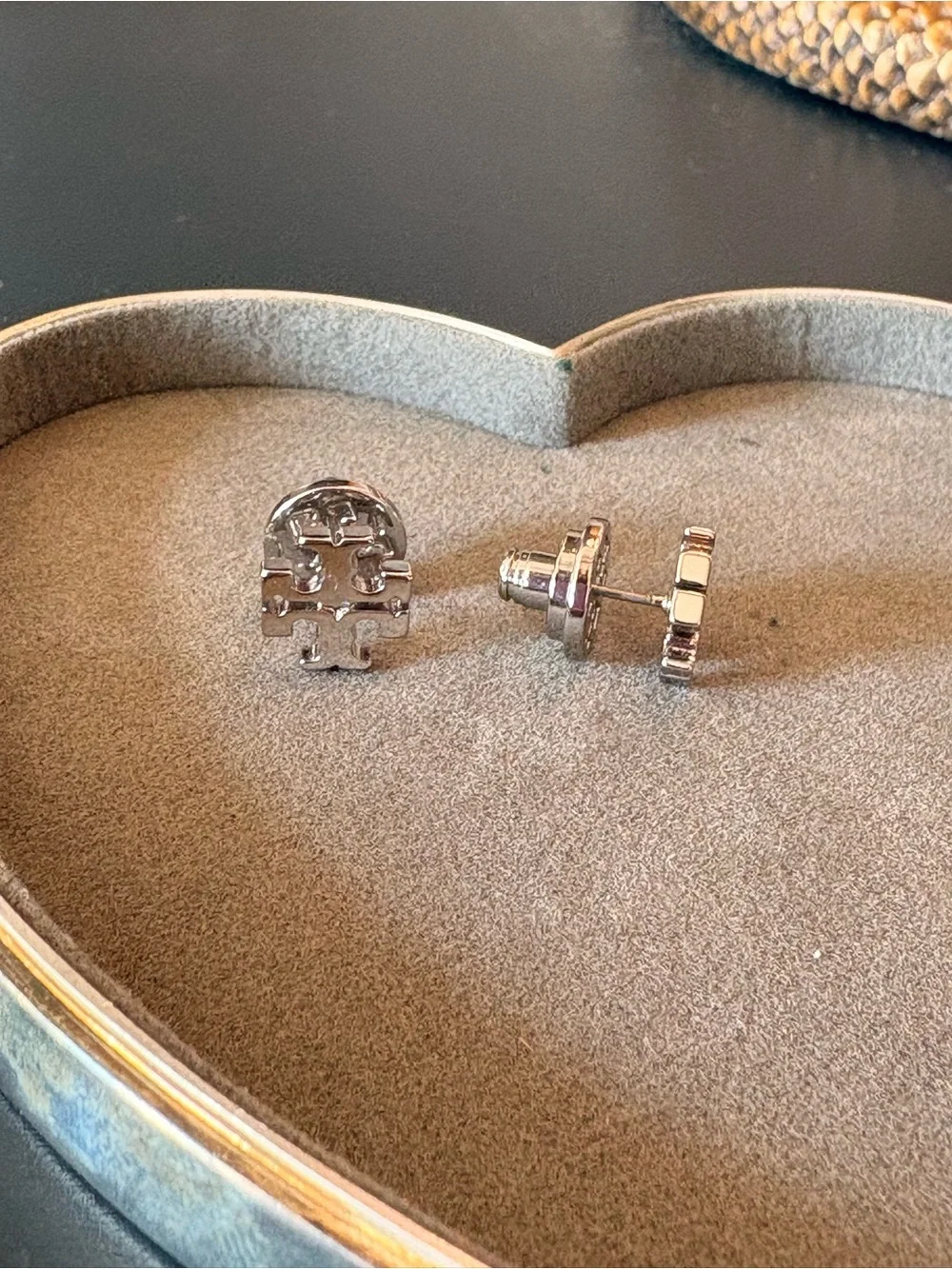 Tory Burch Silver Icon Logo Stud Earrings